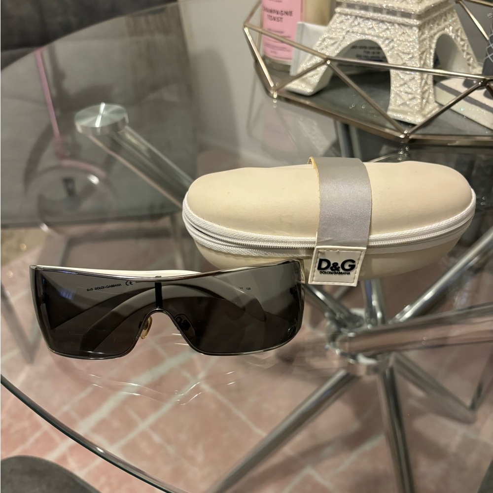 Authentic Dolce & Gabbana Y2K 6021-B White Crystal Shield Sunglasses!